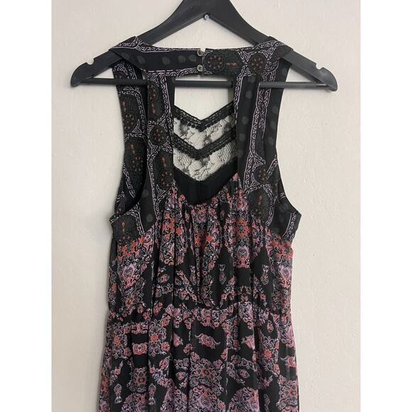 Free People Dress 4 Maxi Moroccan Black Crochet Lace Fairy Bohemian Whimsical - Picture 9 of 11